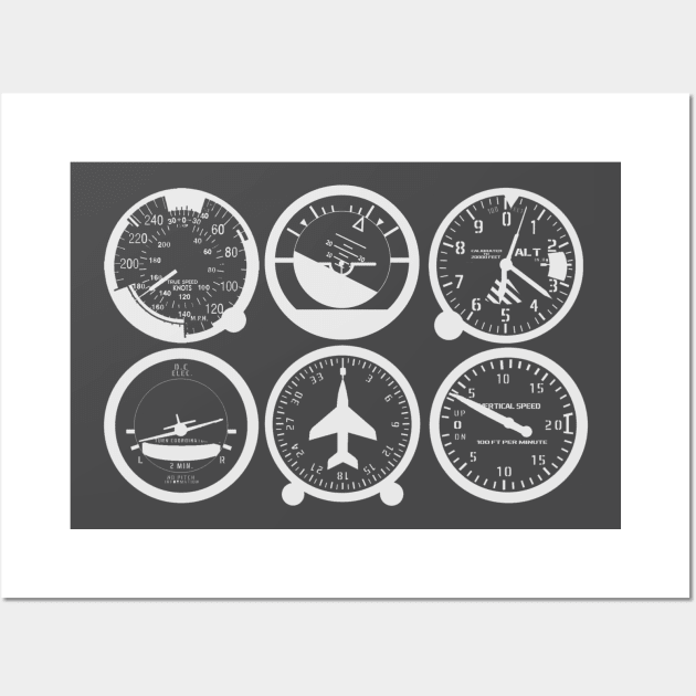 Pilot's Basic Six, One Color Edition Wall Art by DesignedForFlight